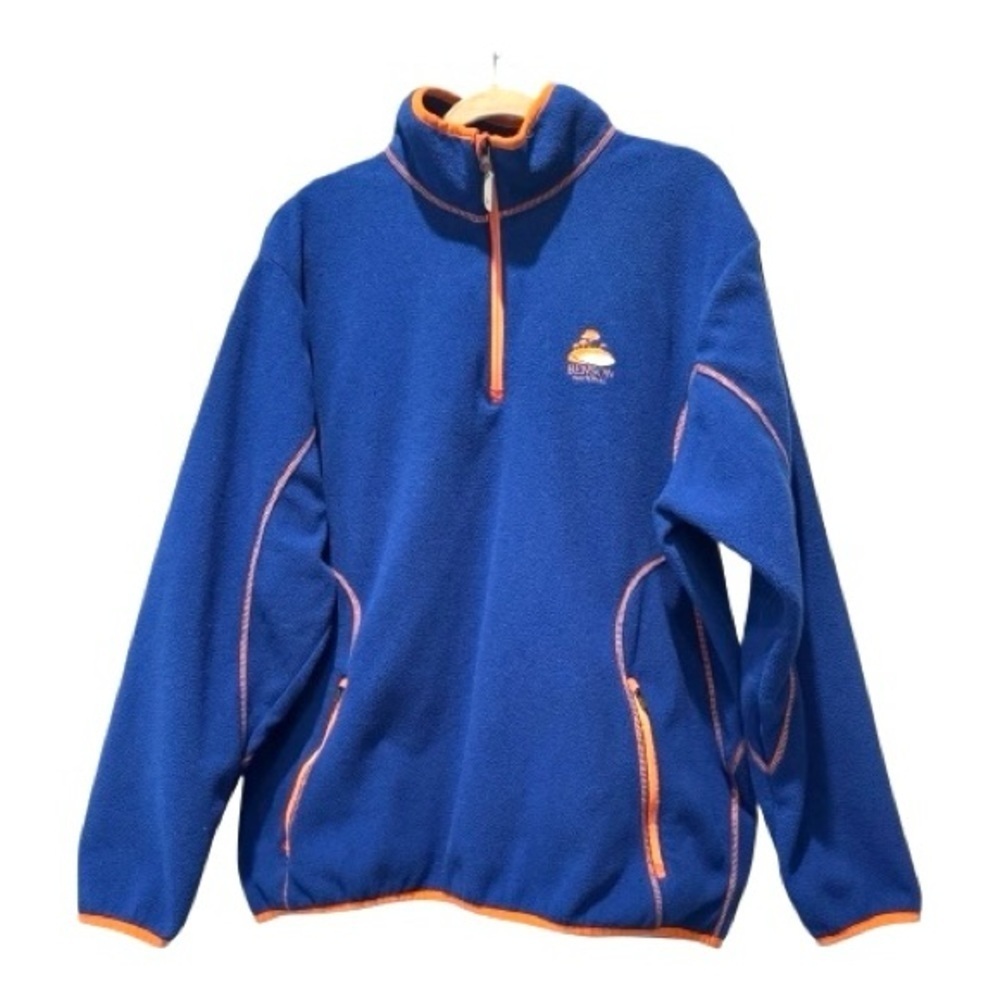 Antigua XL 1/4 Zip Royal Blue Orange Fleece Pullover – Benson National Golf